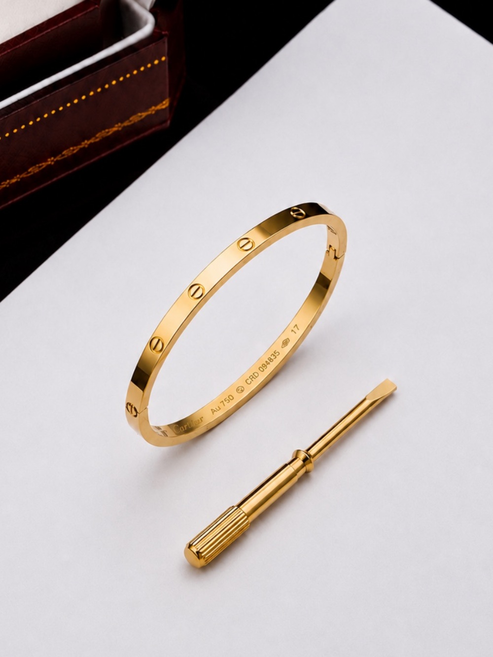 Stamped Love Gold Bangle Bracelet No Stones - Picture 2 of 8